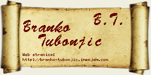 Branko Tubonjić vizit kartica